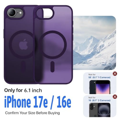 Eastinbox Magnetic iPhone 17e & 16e Case, Matte Protective Case, Purple | Shockproof, Compatible with MagSafe, Military-Grade Protection, Anti-Yellowing, Phone Case for iPhone 17 e/16 e 6.1" - color: Deep Purple