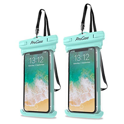 ProCase 2 Pack Waterproof Phone Pouch, Underwater Phone Case Up to 7", Dry Bag for iPhone 17 Air 16 15 14 13 Pro Plus Max, Galaxy S24 S23 S22 Ultra Pixel, Beach Essentials -Green - color: Green