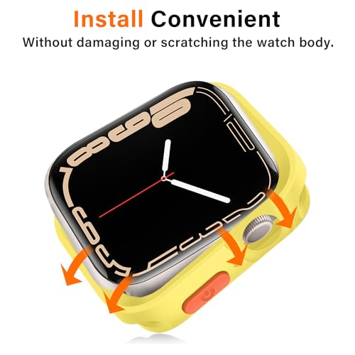 Amizee Rugged Case Compatible with Apple Watch Case Series 9/8/7 41mm SE 3/2/1 Series 6/5/4 40mm, Soft TPU Shockproof Bumper Drop Proof Protective Cover Compatible with iWatch - Yellow - color: Yellow, size: 40mm/41mm