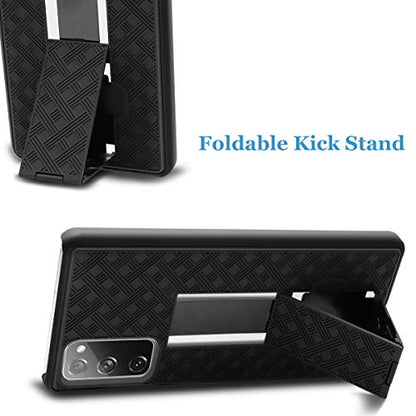 Fingic for Samsung Galaxy S20 FE Case with Belt Clip Holster Kickstand | Slim Combo Shell with Swivel Holster Rugged Shockproof Antiscratch Full Body Protective for Galaxy S20 FE 6.5" 2020, Black