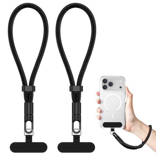 Meliya Phone Wrist Strap, 2 Pack Adjustable Cell Phone Lanyard Strap with 2 Tether Tabs for Smartphones - color: Black/Black