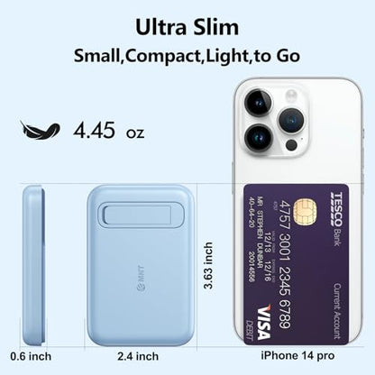Mini Portable Charger, 5200 mAh Charger Power Bank Slim Small Chargers with Built-in Cable, Travel Battery Pack for iPhone 14/13/12/11 Pro/Pro Max/Plus/Mini/AirPods Blue - color: Blue