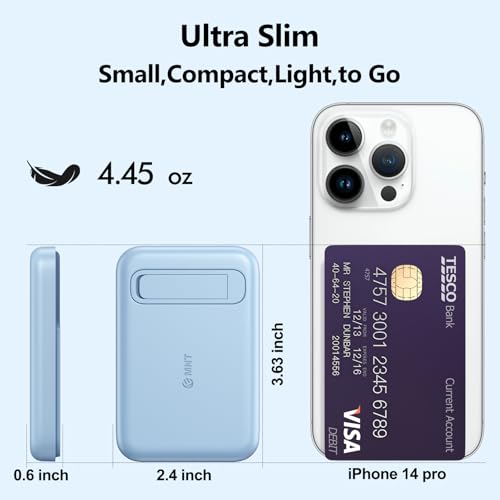 Mini Portable Charger, 5200 mAh Charger Power Bank Slim Small Chargers with Built-in Cable, Travel Battery Pack for iPhone 14/13/12/11 Pro/Pro Max/Plus/Mini/AirPods Blue - color: Blue