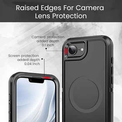 MXX for iPhone 16e & iPhone 17e Case, Heavy Duty [Compatible with MagSafe] 3-Layer Rugged Protective Cover, Shockproof Dustproof Drop Resistant Full Body Phone Case – Black - color: Black