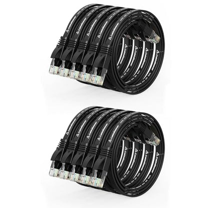 CableGeeker Cat 6 Flat Ethernet Cable 1.5ft 10Pack, 10Gbps, Black - color: Black-Flat, size: 1.5ft, style: 10 Pack