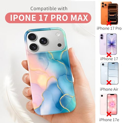 Case Compatible with iPhone 17 Pro Max, 2025 Anti-Yellow Ultra Transparent Soft TPU Phone Case, Shockproof Anti-Slip Slim Lightweight Full Coverage Protective (Marble Pattern 1) - color: Marble pattern 1