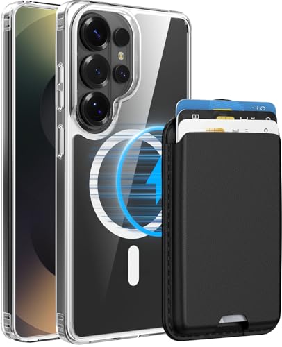 Magnetic for Samsung Galaxy S26 Ultra Wallet Case with Card Holder﻿ | Compatible with MagSafe, Shockproof Phone Cover with Detachable RFID Blocking Card Slot, Clear & Black - color: Clear with Black, size: S26 Ultra 6.9"