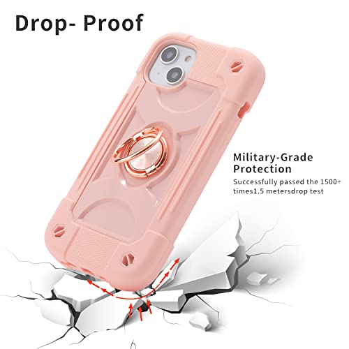 MARKILL Compatible with iPhone 14 Plus Case 6.7 Inch with 360 Degree Rotate Ring Stand, Military Grade Drop Protection Full Body Rugged Heavy Duty Protective Cover for iPhone 14 Plus Pink - color: Pink, size: iPhone 14 Plus 6.7"