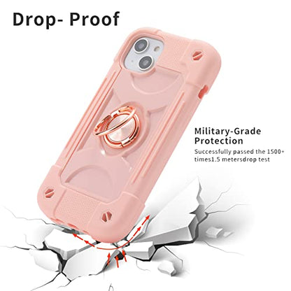 MARKILL Compatible with iPhone 14 Plus Case 6.7 Inch with 360 Degree Rotate Ring Stand, Military Grade Drop Protection Full Body Rugged Heavy Duty Protective Cover for iPhone 14 Plus Pink - color: Pink, size: iPhone 14 Plus 6.7"