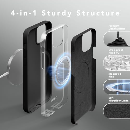 GONEZ Magnetic for iPhone 12/12 Pro Case, Silicone Cover Black - color: Black, size: Iphone 12 /Iphone 12 Pro