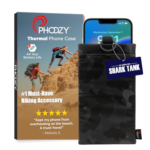 PHOOZY Apollo II Thermal Phone Case with NASA-Derived Technology - Extends Battery Life 4X in Hot or Cold Weather - Military Grade 8-Foot Drop Protection Insulated Pouch - Medium Black Camo - color: Apollo II Black Camo, size: MEDIUM