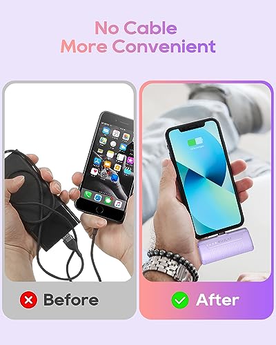 Kuulaa Portable Charger iPhone 4500mAh Mini Power Bank,Cute Battery Pack Backup Charger Travel Compatible with iPhone 14/13/12/11/XS/XR/Airpods (Purple) - color: Purple
