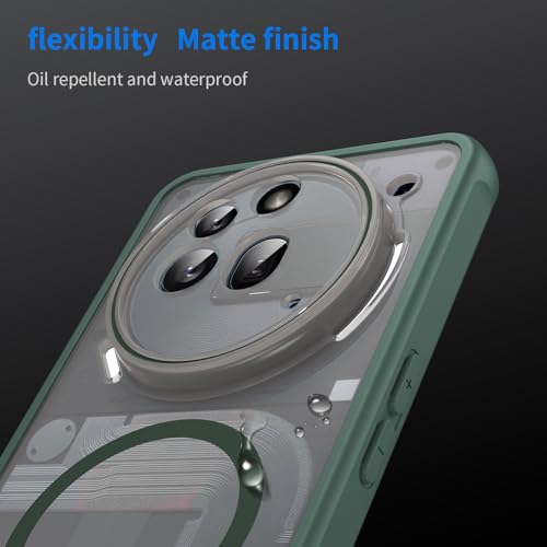 Asuwish Phone Case for Nothing Phone (3a) Pro, Compatible with Magsafe Magnetic, Translucent Matte Anti-Fingerprint Back, Military Grade DropProof Shockproof Protective Cell Cover 3 a Women Men Green - color: Green