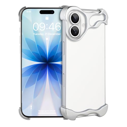 Frameless Phone Case Crafted for iPhone 17 Silver | Compatible with Lens Camera Protection, Metal Minimalist Design, Extremely Highlighting Personality - color: Aluminum silver, size: iPhone 17