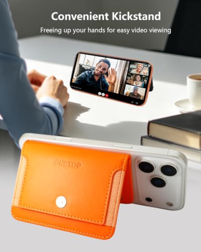 ONETOP for MagSafe Wallet,Magnetic Phone Wallet with 5 Card Slots,Orange - color: Orange