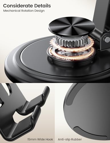 Lamicall 360° Rotation Cell Phone Stand for Desk, Sturdy Phone Holder - color: Black