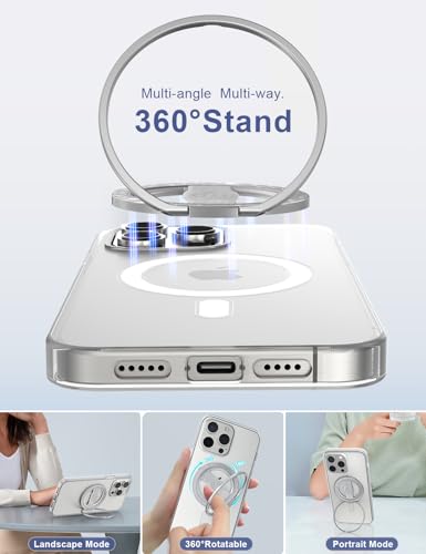 [Stylish Twinkle] EWA MagOne for Magsafe Phone Grip Kickstand [Replaceable Elastic Finger Loop], Mag Safe Ring Holder Stand, Magnetic Phone Accessories for iPhone 17,16,15,14,13,12-(Glitter Silver) - color: Glitter Silver