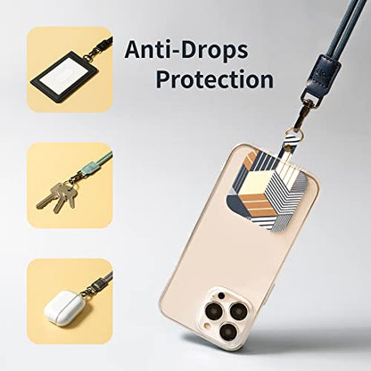 EKAX Phone Lanyard, 1x Customizable Crossbody Neck Phone Strap, 1x Removable PU Leather Tab, Hands-Free Holder for Cell Phones, Earphones, Badges & Keys, Travel Essentials Accessories (Obsidian Black) - color: Obsidian Black