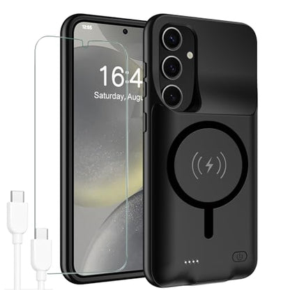 Battery Case for Galaxy S24 Plus,12000mAh Large Capacity Rechargeable Portable Protective Extended Charger Cover Compatible with Galaxy S24 Plus (6.7 inch) Wireless Charging Case with Carplay-Black - size: Galaxy S24 Plus