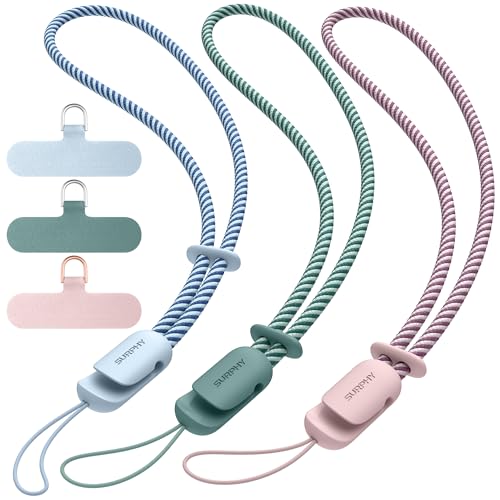 SURPHY 3 Pack Phone Wrist Strap, Phone Lanyard with Cellphone Tether Tab - color: Cloud Blue & Pink & Green