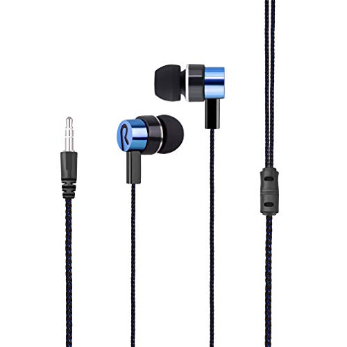 4 Pack Wired Earbuds 3.5MM 3 Pole Stereo Earphone in-Ear Headphone Without MIC 1Meter Braided Cord Headset for MP3 Cassette Recorder CD Player Music Phone Computer Laptop PC Tablet