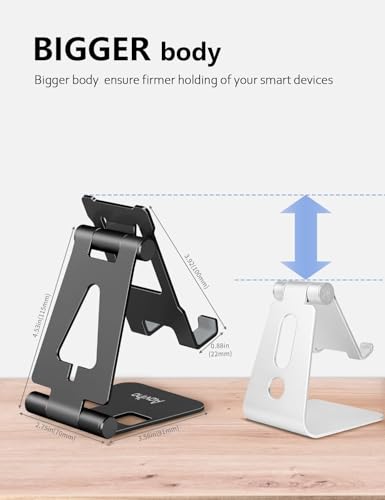 Aoviho Foldable Cell Phone Stand for Desk, Holder for iPhone,Black - color: Black