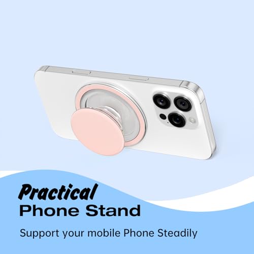 Svanove Magnetic Cell Phone Grip Compatible with Magsafe, Collapsible Phone Stand Holder Round Expanding Kickstand for iPhone Samsung Mobile Phones, Cute Soft Silicone Glossy Jelly, Light Pink - color: Pink, style: Magnetic