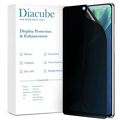 [2 Pack] DIACUBE Privacy Screen Protector for Galaxy Note 20 Full Glue Adhesive Flexible Coverage Soft PET+EPU Film Anti-Spy Anti-Peep Scratch Resistant Self-Healing Easy Installation Ultrasonic - size: Galaxy Note 20
