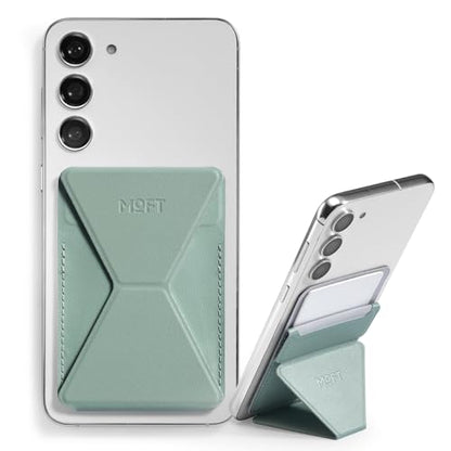 MOFT Phone Stand, Adhesive Card Holder Fits 2-3 Cards, Slim & Portable Leather Phone Wallet, 2 Viewing Angles, RFID Blocking, Compatible with iPhone, Galaxy and Most Smartphones- Seafoam - color: Seafoam