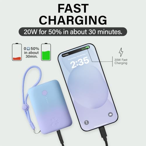Nimble Champ Portable Charger, 10000mAh Power Bank, 20W Dual USB-C Charging - color: Glacial Blue Lavender