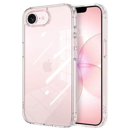 YINLAI Compatible with iPhone 17e/16e Case 6.1", Crystal Transparent Anti-Yellowing Upgraded Full Camera Protection Supports Wireless Charging Slim Shockproof Protective Phone Cover (Clear) - color: Clear, size: iPhone 17e/16e 6.1"