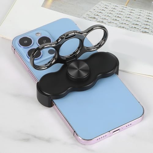 Double-Ring Three-Finger Back Clip Holder 360-Degree Rotating Mobile Grip Multipurpose Foldable Phone Grip Holder - color: Black