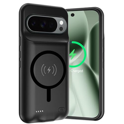 Battery Case for Google Pixel 10/10 Pro,10000mAh Rechargeable Portable Charging Case with Wireless Charging Compatible for Google Pixel 10/10 Pro (6.3 inch) Extend Battery Pack Charger Case (Black) - size: Google Pixel 10/10 Pro