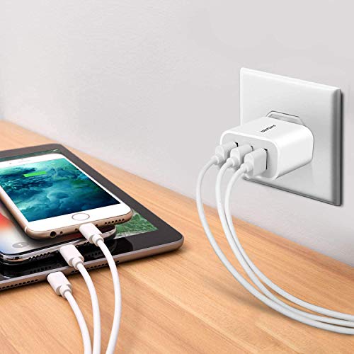 USB Wall Charger, Amoner 2Pack 15W 3-Port USB Charger Block iPhone Cube Charging Blocks for iPhone 14/13/12/11/X/XR/X/8/7/6, Galaxy, Android Phones and More - color: White