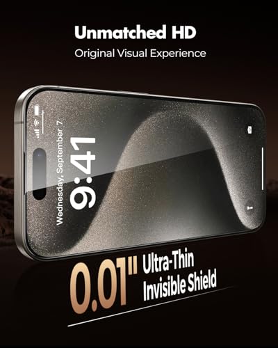 UNBREAKcable 3-Pack Screen Protector for iPhone 15 Pro,Tempered Glass | Shatterproof Glass,One Pull Perfection,Auto Dust Elimination,99.99% HD Clear,Bubble Free,Full Coverage for Apple 6.1 Inch - size: iPhone 15 Pro