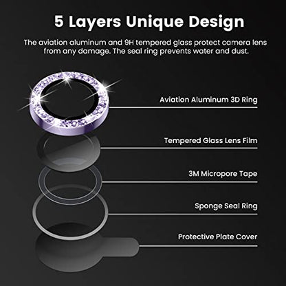 Tensea Bling Camera Lens Protector for iPhone 14 Pro/iPhone 14 Pro Max - color: Purple Glitter