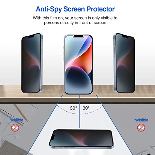 ProCase 2 Pack Privacy Screen Protector for iPhone 17e/ 16e/ 14/13 /13 Pro