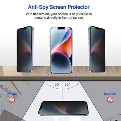 ProCase 2 Pack Privacy Screen Protector for iPhone 17e/ 16e/ 14/13 /13 Pro
