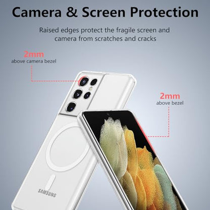 RALEAVO for Samsung Galaxy S21 Ultra Case Clear Magnetic Phone Case [Compatible with MagSafe] Slim Transparent Acrylic Hard Back Military Drop Protection Phone Cover,Clear - color: Magnetic & Clear, size: S21 Ultra