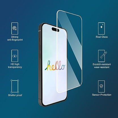 Ailun Screen Protector + Camera Lens Protector for iPhone 15, 3+3 Pack