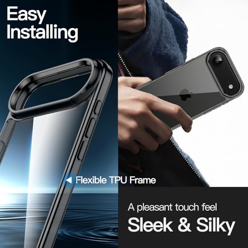 JETech Case for iPhone Air, Non-Yellowing Shockproof Phone Bumper Cover, Anti-Scratch Clear Back, 6.5-Inch Display (Black) - color: Black, size: iPhone Air