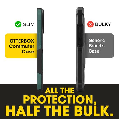 OtterBox iPhone 15 Pro Max Commuter Series MagSafe Case - Black & Green | 3X MIL Drop Protection - Dual-Layer Shockproof Design - Pocket-Friendly - Raised Edges - Port Covers - color: Black/Green