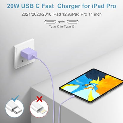 iPhone 18 17 16 15 Charger Fast Charging USB C Charger Block - color: Purple, size: 6FT