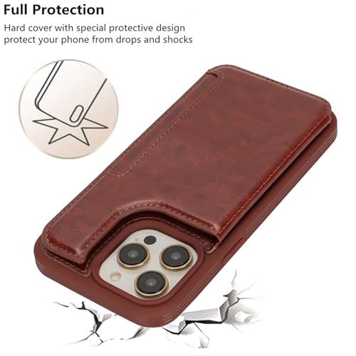 iCoverCase Compatible with iPhone 13 Pro Max Phone Case with Card Holder, Wallet Case for Women Men RFID Blocking PU Leather Protective Case 6.7 Inch (Dark Brown) - color: Dark Brown