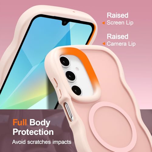 UEEBAI Magnetic for Samsung Galaxy A16 4G/5G Case, Compatible with MagSafe, Transparent Clear Wave Frame Design Soft Edge Cover Matte Shockproof Phone Case- Pink - color: Pink, size: Samsung Galaxy A16 4G/5G