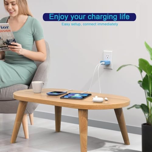 10 Foot Fast iPhone Charging Cable,2Pack 20W Dual Port USB C+A Wall Charger - color: Purple/Blue