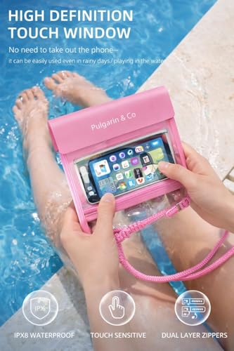 Pulgarin & Co Waterproof Phone Pouch (Pink, Waterproof Waist Bag) - color: Pink
