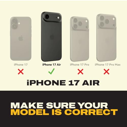 DEWALT Compatible iPhone 17 Air Magnetic Case with Stand, Rugged Shockproof Cover w/ 360° Rotatable Ring Holder, Compatible with MagSafe iPhone 17 Air Case Kickstand, Heavy-Duty Protective Black - size: iPhone 17 Air