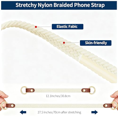 Hovmwey Stretchy Phone Lanyard Tether, 2 Pack Phone Leash Anti-theft Phone Strap for Anti-drop Outdoor Hiking Cycling Climbing Universal for Most Cell Phones, Starlight - color: Starlight