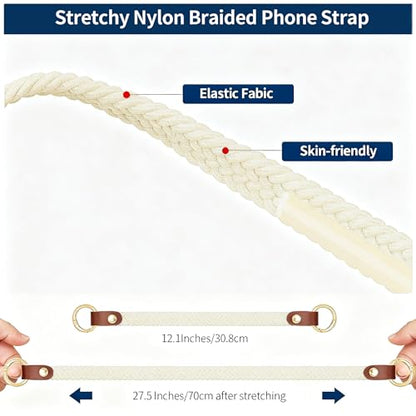 Hovmwey Stretchy Phone Lanyard Tether, 2 Pack Phone Leash Anti-theft Phone Strap for Anti-drop Outdoor Hiking Cycling Climbing Universal for Most Cell Phones, Starlight - color: Starlight